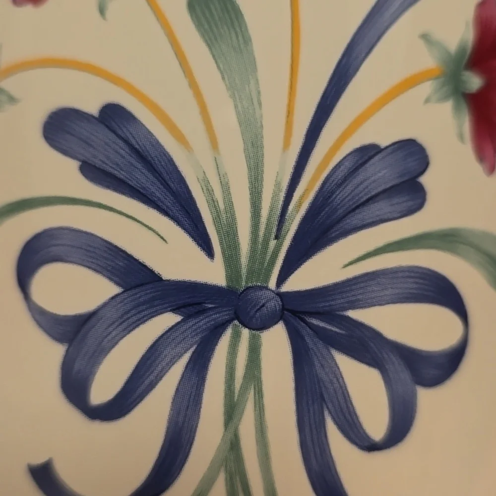 Beautiful Lenox Floral Ceramic Mug with Blue Ribbon Design